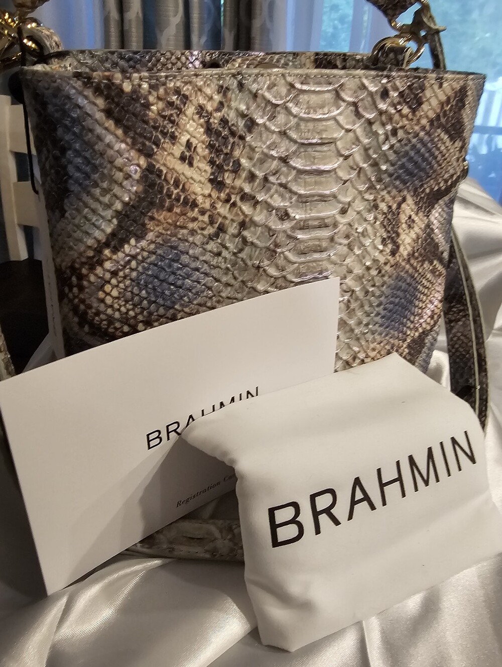 NWT Brahmin Mini Amelia Haven Roxanne Iridescent Embossed Leather Crossbody - Picture 8 of 9
